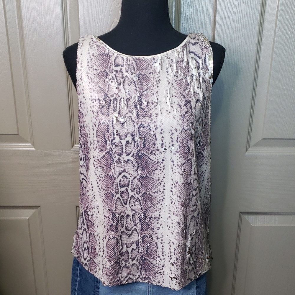 INC International concepts sequin Women's Snake Print Sleeveless Top size Medium